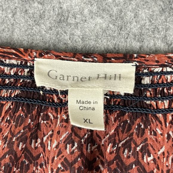 Garnet Hill 100% Silk Tunic Top Womans XL Floral Lightweight Boho Peasant Artsy - Picture 4 of 13